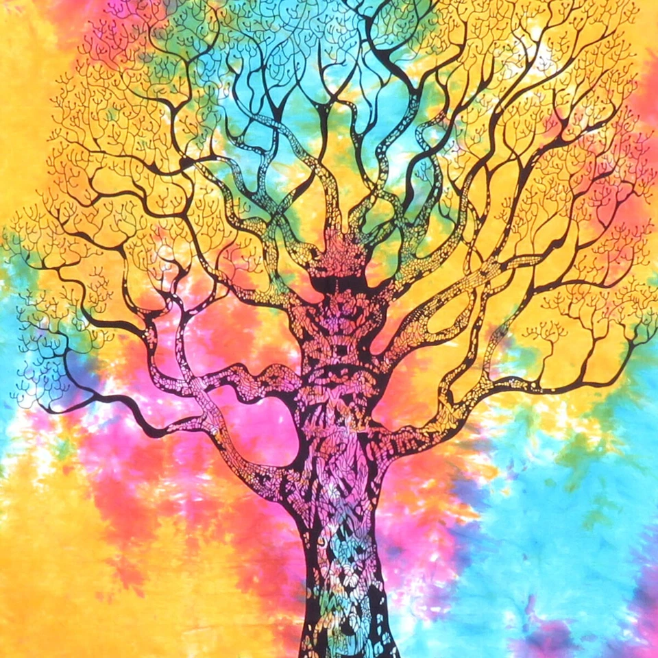 Wall Poster Hanging Cotton Tree Of Life Tapestry Indian Decor Multicolor Poster - Image 3 of 4