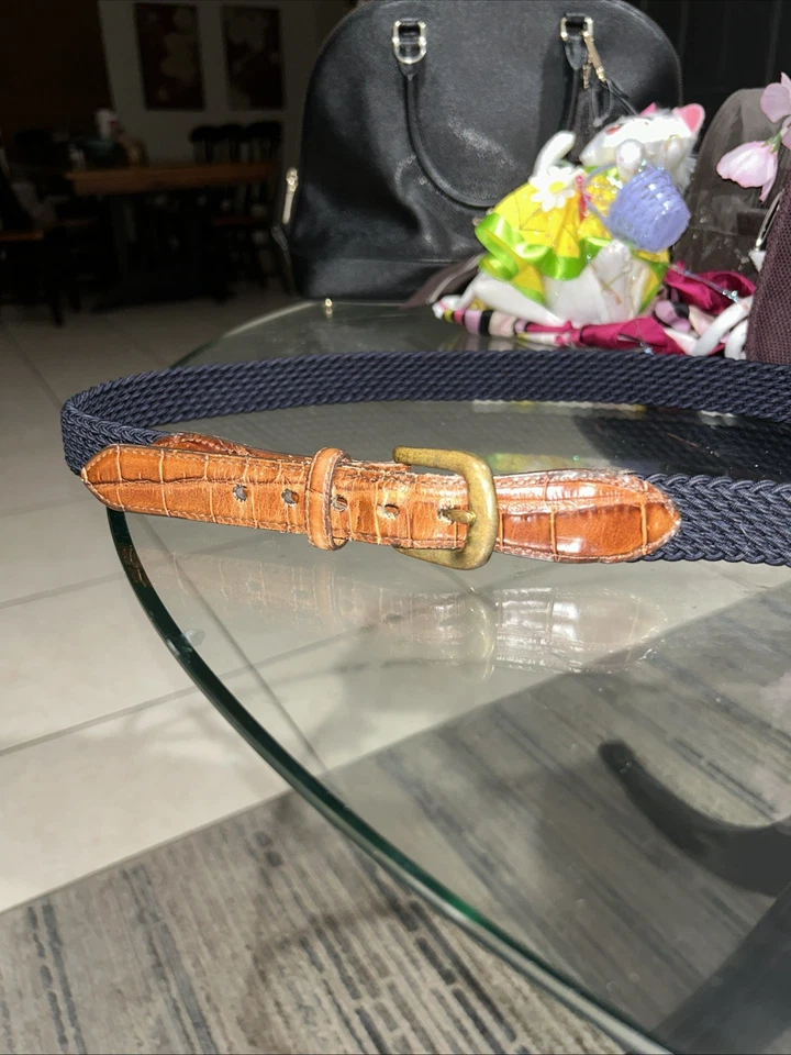 Брайтон эластичный ремень плетеный эластичный крокодила тисненая кожа размер 38 мужчин / женщин - Изображение 2 из 4