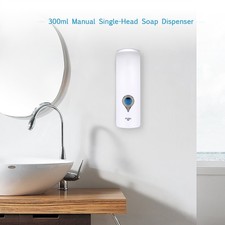 300ml No Drilling Wall Mounted Single-Head Manual Soap Dispenser Shampoo Holder