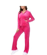 Juicy Couture Velour Tracksuit Hot Pink Hoodie Pants Rhinestone size XL