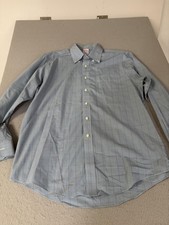 Brooks Brothers Shirt Mens 16-35 Blue White Check Madison Non-Iron Supima Cotton