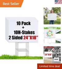 Heavy-Duty Blank Yard Sign Kit with Stakes - 10 Signs, 18x24" Ideal for Events