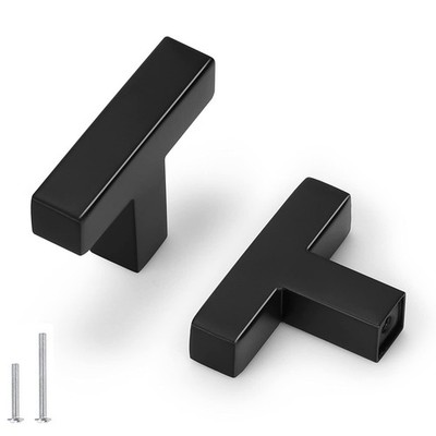 Probrico 5 Pack 2 inch(50mm) Length Single Hole T Knob: 50mm(2inch), Black