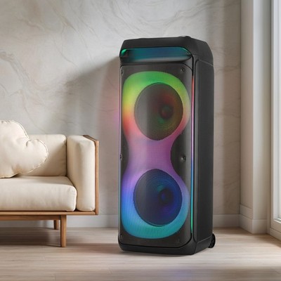 Loud Bluetooth Speaker Dual 12'' Subwoofer Heavy Bass Sound System Party & Mic