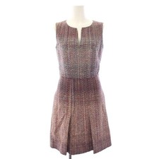 Chanel Sleeveless Tweed Dress Knee Length Multicolor 36