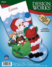 DESIGN WORKS 6810 SANTA'S TOY BAG FELT STOCKING KIT 18"
