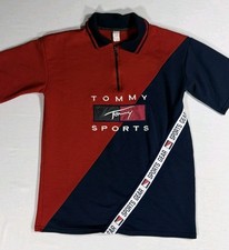 VTG Tommy Hilfiger Sport Short Sleeve Polo Shirt Medium 1/4 Zip SPORT USA Y2K