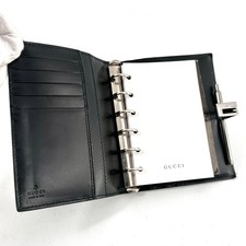 GUCCI Day Planner Notebook Cover All Leather Black Auth Includes Refill