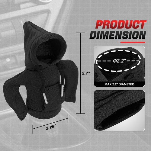 Universal 5.2"X4.5" Black Woven Nylon Washable Soft Gear Shift Knob Mini Hoodie - Picture 6 of 8