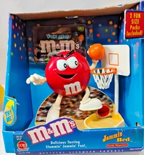 M&Ms MARS- JAMIN RED BASKETBALL DISPENSER, SLAMIN JAMIN FUN!!  BY HASBRO   (E1