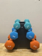 BalanceFrom Fitness 3, 5, and 8lb Neoprene Coated Dumbbell Set with Stand (Used)