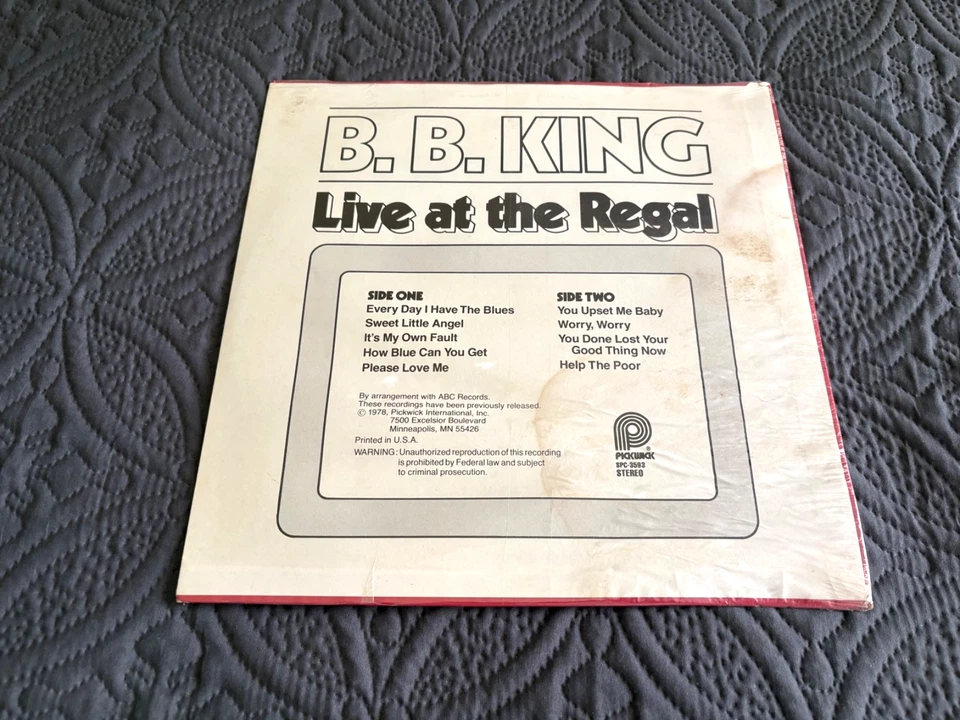 BB KING LIVE REGAL   ORIGINAL SEALED  "NEVER PLAYED" VINTAGE VINYL RECORD ALBUM Foto 2 de 4