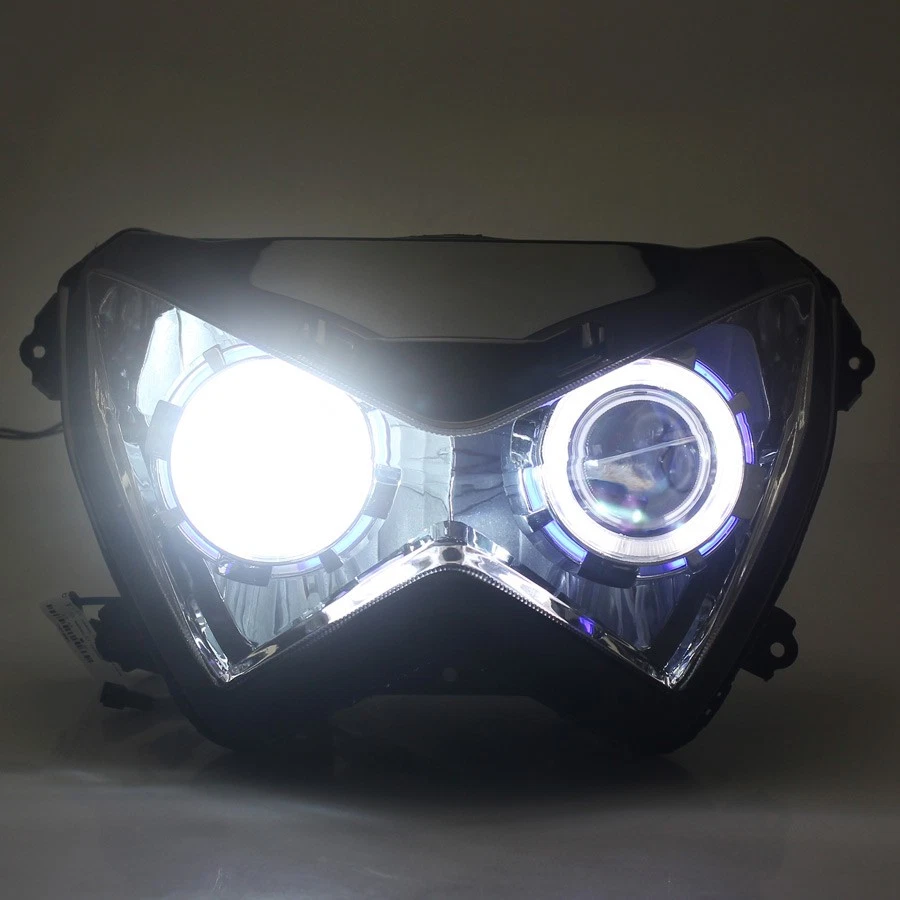 Fully White Blue Angel Eye HID Headlight Assembly For Kawasaki Z800 Z250 Z300 - Imagem 4 de 4