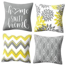 Grey Pillow Covers 18x18 Set of 4 Yellow 18" x 18" Pack of 4 Grey and Yellow