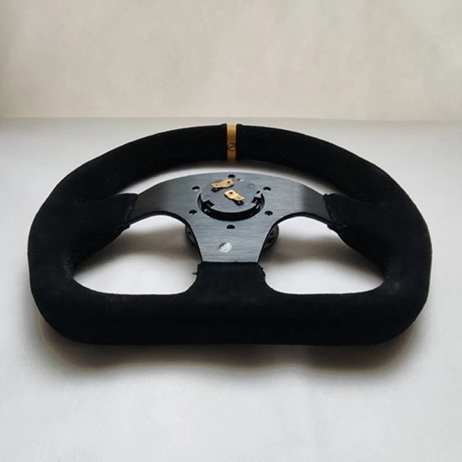 Volante deportivo callejero OMP cuero gamuza negro forma D 320 mm 12,5 pulgadas BSLYB Foto 4 de 4