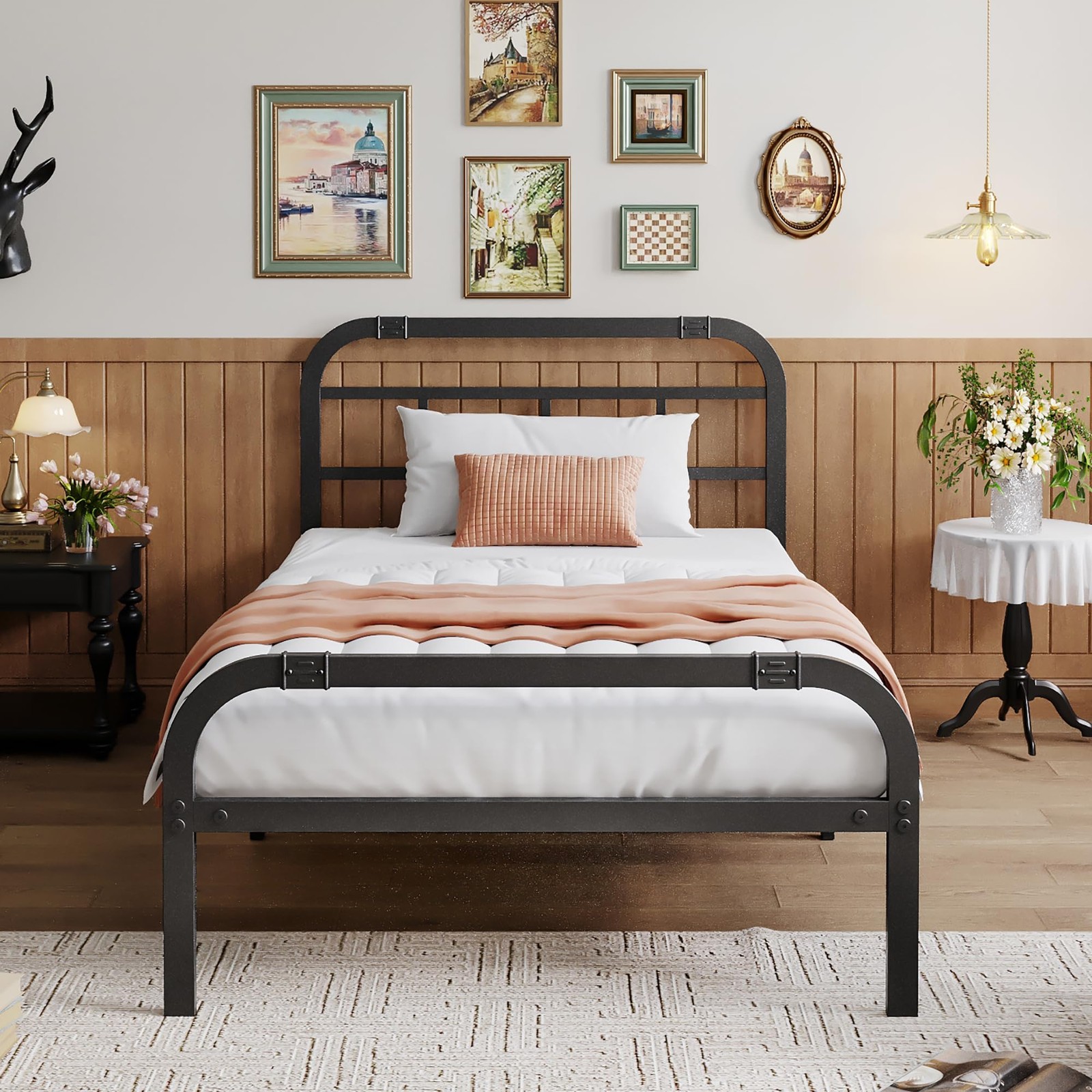 -metal Platform Bed Frame, 14inch Bed Frame With Headboard A