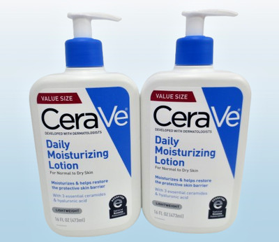 CERAVE DAILY MOISTURIZING LOTION FOR NORMAL TO DRY SKIN 16 OZ NWOB 2PCS