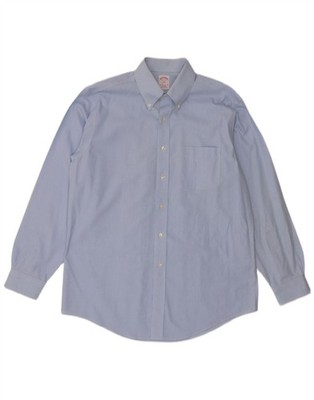 Brooks Brothers Herren 346 Hemd Größe 16 4/5 Large blau Hahnentritt Baumwolle MU05