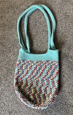 Hand Crochet Vintage Shoulder Bag Multicolor 15x 12 Boho