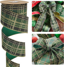 Gold Christmas Wired Ribbon 2.5 Inch Continuous 10 Yards