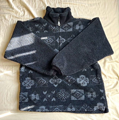 Columbia, Vintage Columbia Geometric Aztec Deep Pile Fleece Made in USA M