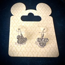 Disney Parks Mickey icon ornate silver-tone dangle earrings
