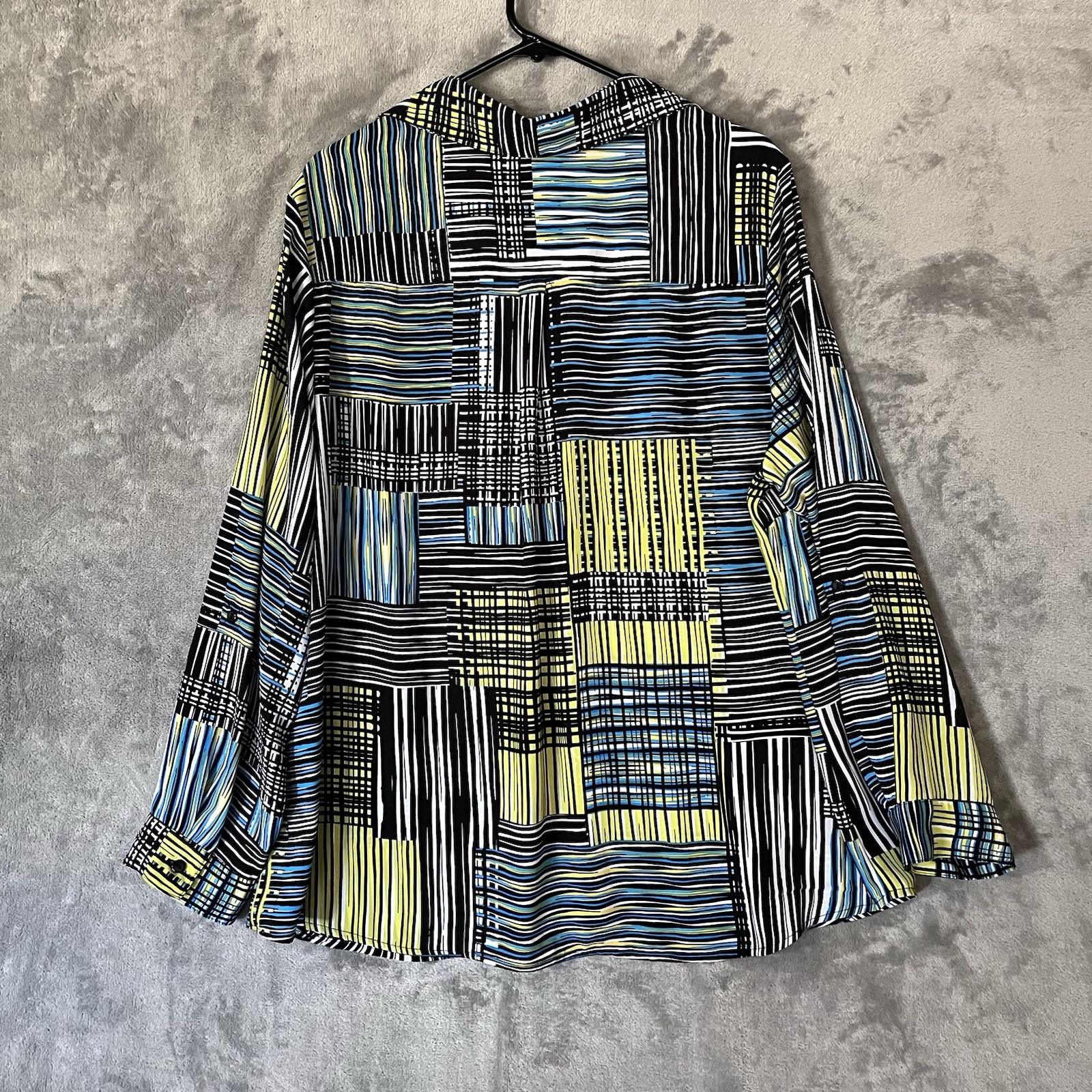 Relativity Button Front Blouse Patchwork Abstract… - image 9
