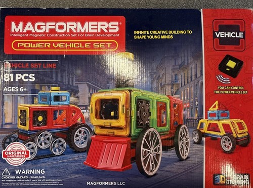 Magformers Power Vehicle Set (81 Piece) Magnetic Tiles Building Set, STEM Kit