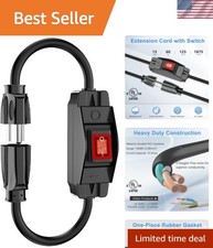 Extension Cord with ON/Off Waterproof Switch, 1.5 FT, , Black