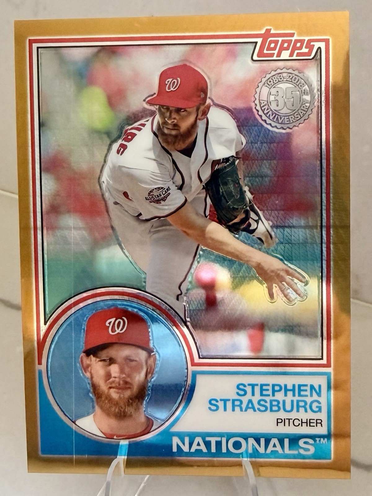 Topps 2018 Silver Pack 1983 Design Chrome Stephen Strasburg Gold /50 #135