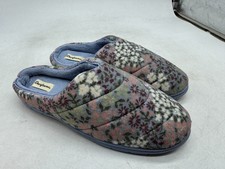 Dearfoams Cozy Slippers Women's Blue Floral Slip-On Comfort - Large 9-10