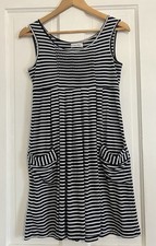 Calvin Klein Navy White Striped Dress Women’s Size 4 Nautical Parisian Pocket