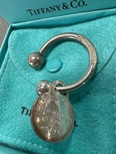 Please Return To Tiffany Co. Sterling Large Round Dog Tag Key Ring 925