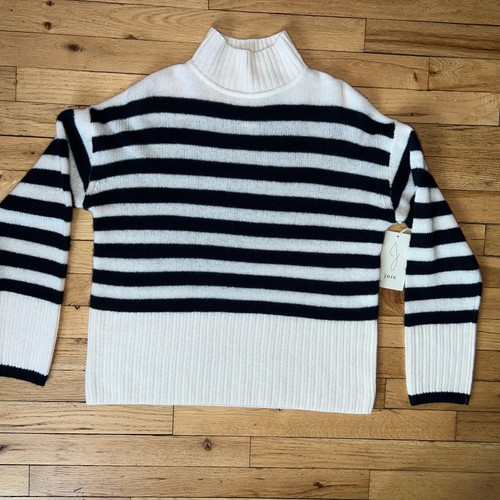 NWT Joie 100% 2 Ply cashmere sweater size XS stripped ivory blue Boxy Cozy XS - Picture 6 of 12