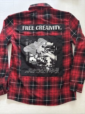Upcycled Flannel Shirt Free Creaivity Art Shirt Technology Computer Size Small