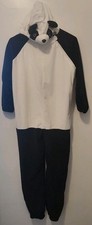 unisex panda costume one piece size adult large black white fur