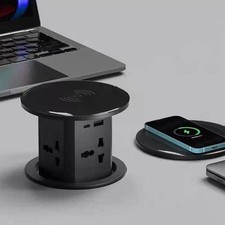 Pop Up Outlet, Automatic Hidden Power Strip with 15W Wireless Charger, 4 AC O...