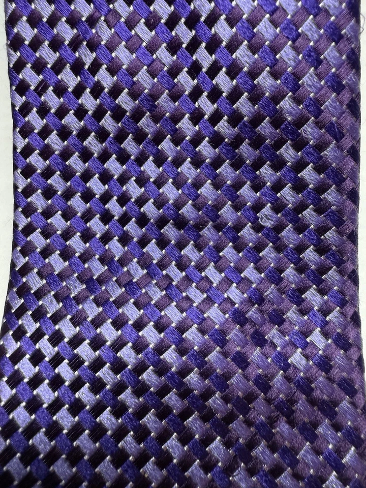 "Corbata de seda Ike Behar púrpura tejida a mano clásica X-larga 62 1/8"" x 3 3/8""" Foto 2 de 4