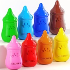 8 Colors Baby Crayons for Toddlers 1-3, Non-Toxic Washable Jumbo Silky Crayon...