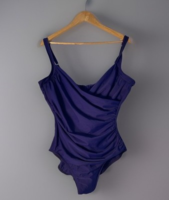 Miraclesuit Sanibel Purple One Piece Swimsuit Surplice Ruched Draped Slimming 18