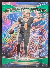 2024 Panini Prizm Fireworks Green Prizm #11 Derek Carr New Orleans Saints 