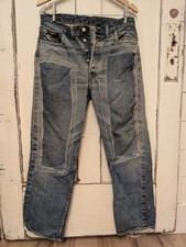 Rare Farm Levi's  501 Selvedge Jeans 1950s Hidden Rivets 35x34 Vintage Big E