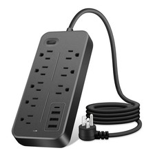 12-in-1 Power Strip USB Type-C Multi Plug Outlet w/ Switch US Extension Cord US