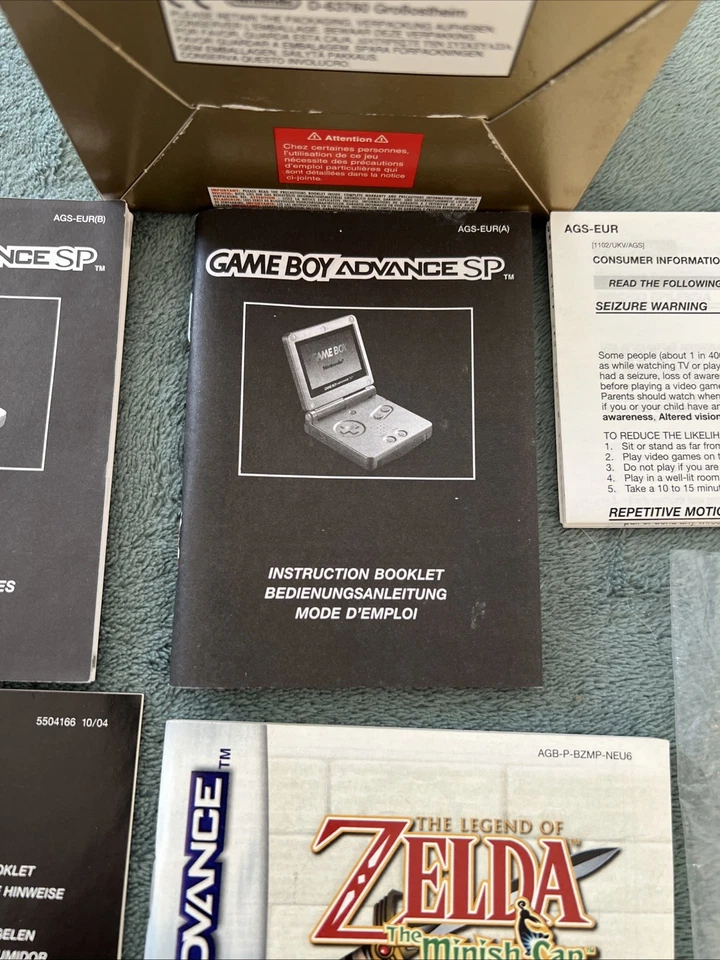 BOÎTE GAME BOY ADVANCE SP ZELDA LIMITED EDITION PAK + 5 NOTICES - SANS CONSOLE - Photo 4/4