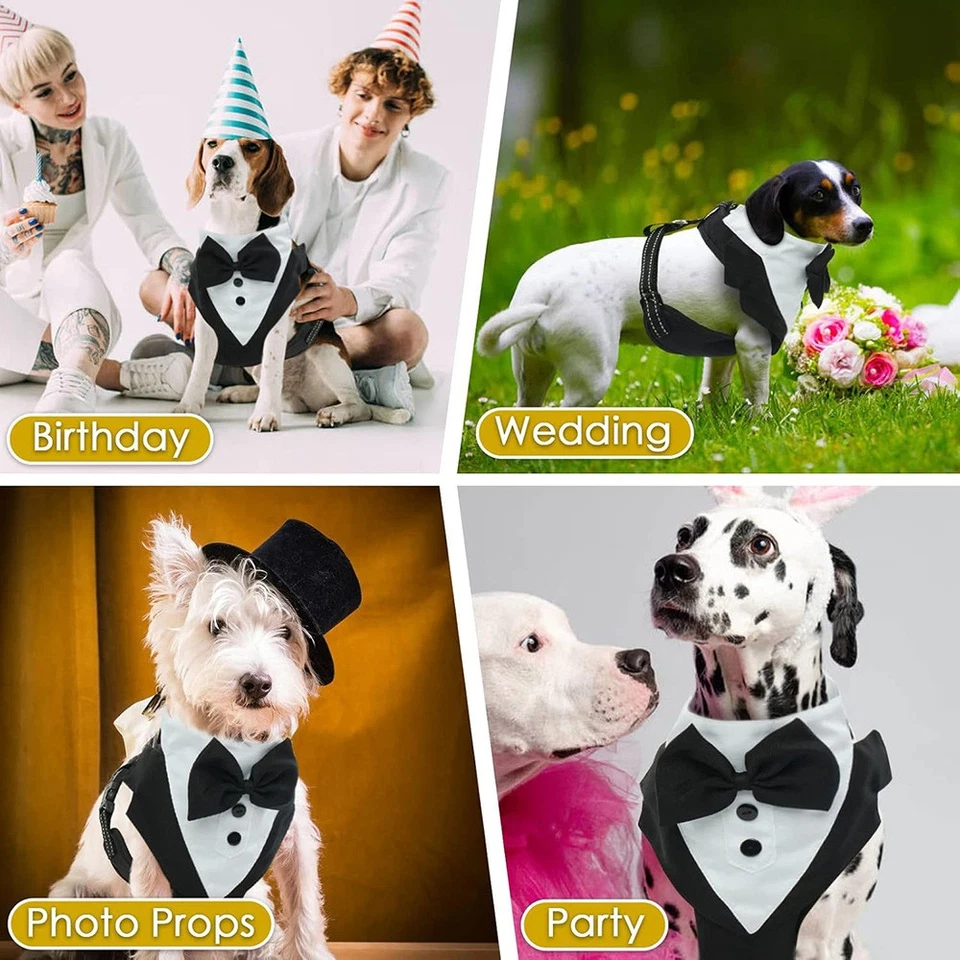 Pet Puppy Adjustable Bow Tie Suit Dog Tuxedo Costume Formal Shirt Breathable - Image 2 of 4