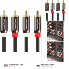 FosPower 2 RCA M/M Stereo Audio Cable 24K Gold Plated  Copper Core 2RCA Ma...