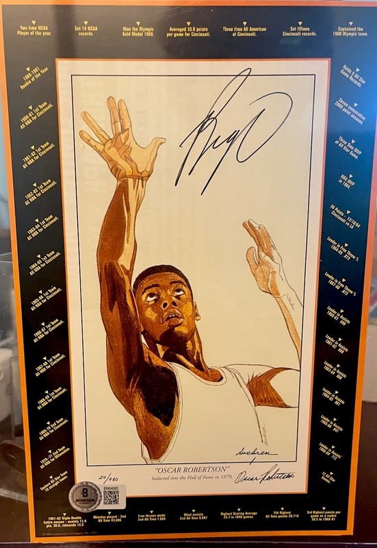 Oscar Robertson Signed 6x9 auto BECKETT CERTIFIED Bucks Royals Top 5 All Time 