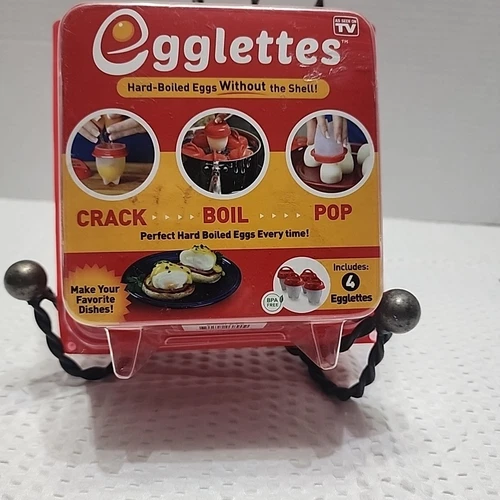 Egglettes Egg Cooker, Hard-Boiled Eggs Without The Shell! 4 Cup Set - NEW