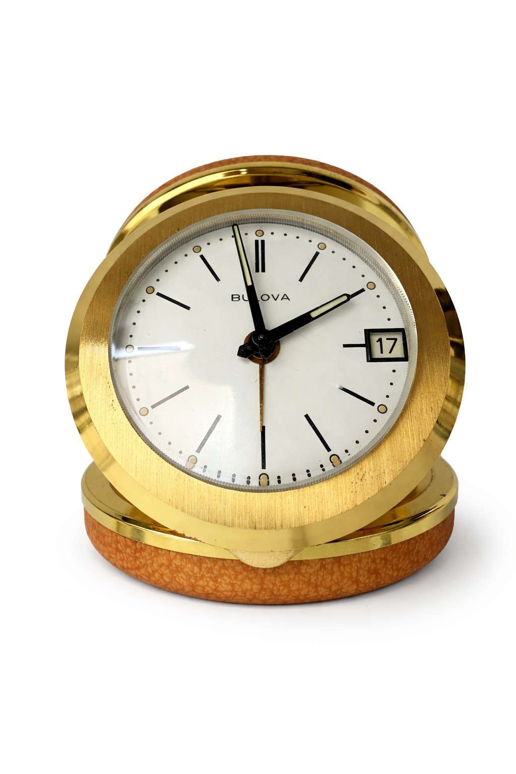 Vintage Bulova Wind-Up Travel Alarm Clock – Gold Tone – Made in Germany –