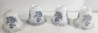 Set 4 Vintage Milk Glass Lamp Shades Blue Floral Ruffle Bell Light Fixture